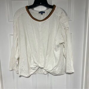 Democracy Cream Top with Embellished Neckline